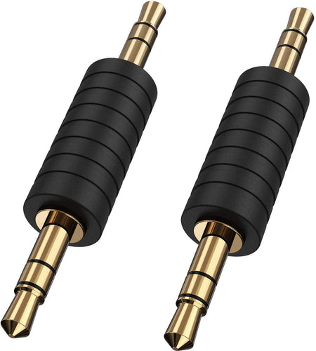 2 Pack 3.5Mm 1/8 Stereo Jack to 3.5Mm Audio Male to Male Adapter Connectors Gold Plated Compatible with for Taotronics, Mpow BH129 Bluetooth Receiver