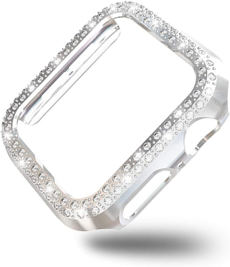 [5-Pack] Protector Case Compatible with Apple Watch Series 3 Series 2 Series 1 38Mm Cover, Double Row Bling Crystal Diamonds Protective Cover PC Plated Bumper Frame Accessories (5 Colors, 38Mm)