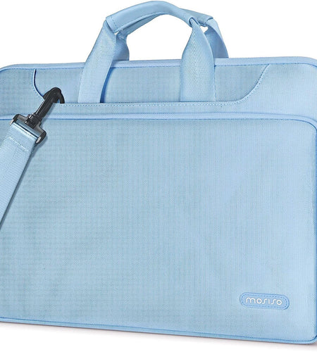 360 Protective Laptop Shoulder Bag Compatible with Macbook Pro 16 Inch 2021 2022 M1 A2485/2019-2020 A2141/Pro 15 A1398, 15-15.6 Inch Notebook, Matching Color Sleeve with Belt, Airy Blue