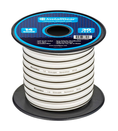 14 Gauge Speaker Wire - 30Ft Black Audio Cable for Car Speakers, Home Theater, Surround Sound, Radio - Durable Copper-Clad Aluminum AWG Wire for Clear Sound Transmission